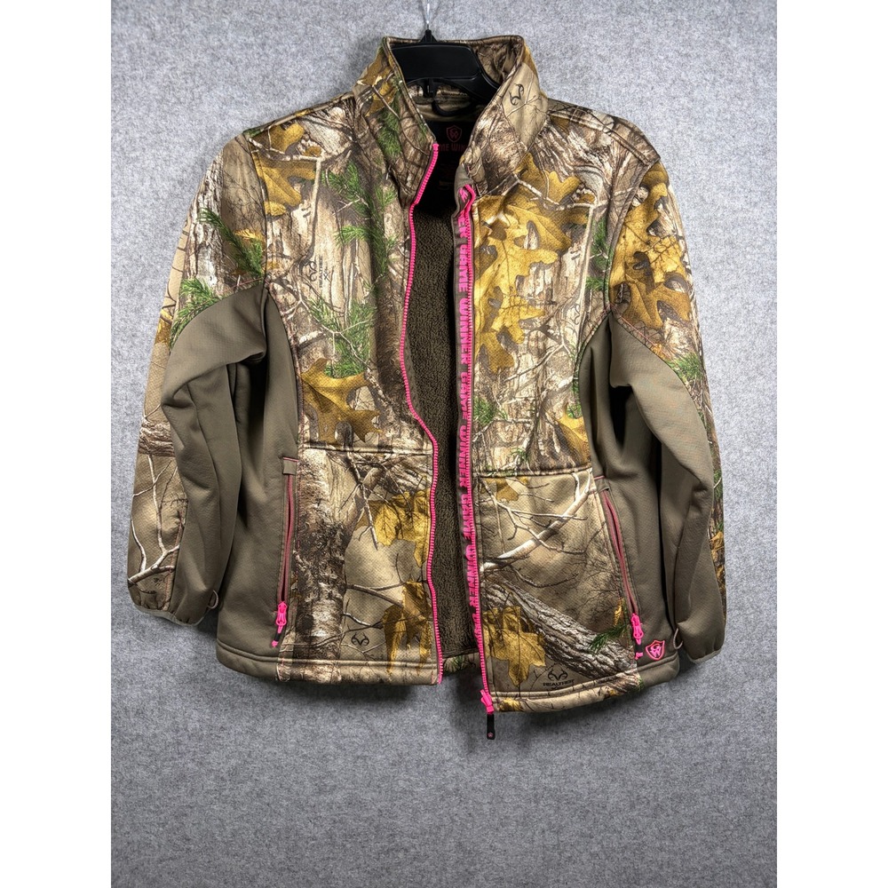 Game Winner Womens Realtree Xtra Camo Softshell Jacket Pink Zip‎ XL Camouflage